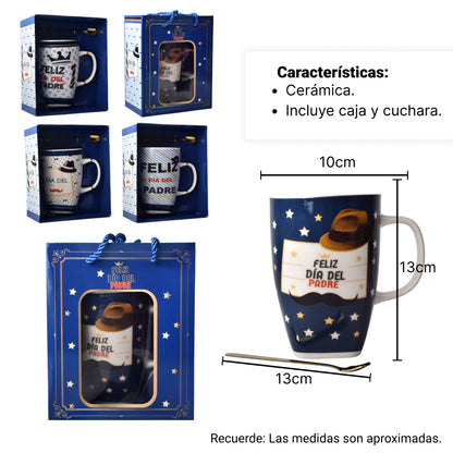 MUG CERAMICA POCILLO DIA DEL PADRE CON PLATO Y CUCHARA
