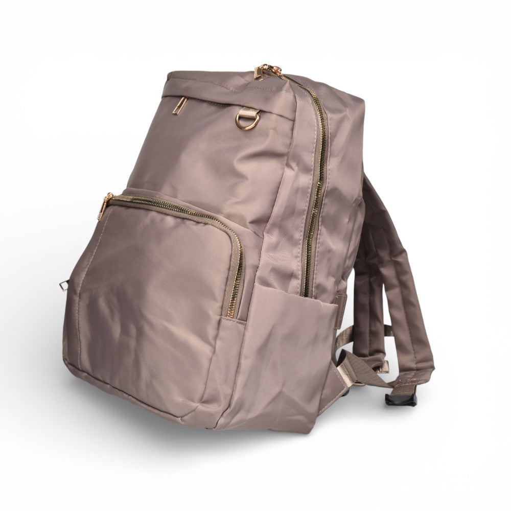 maleta morral negro y beige poliester dim:39x28x12