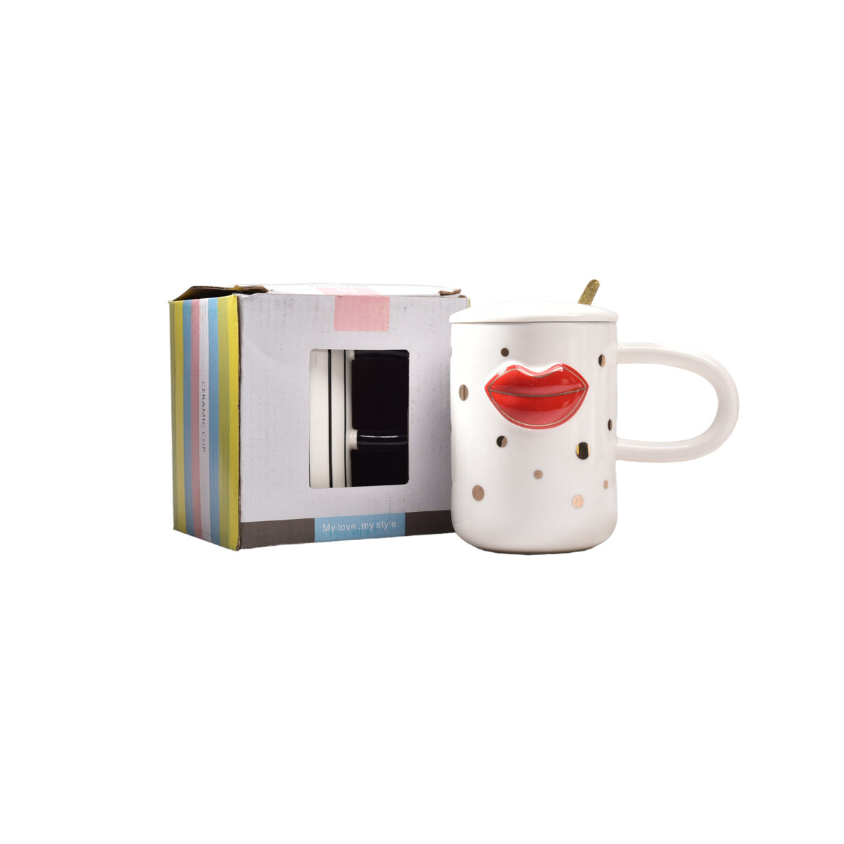 mug pocillo con cuchara ceramica