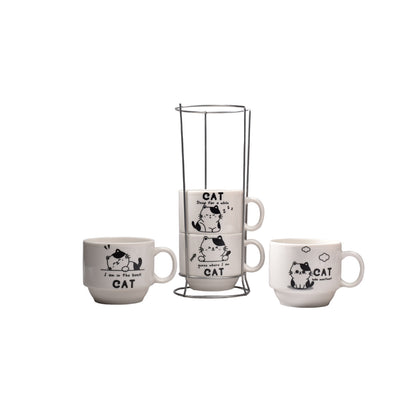 SET 4PCS POCILLOS CON BASE EN CERAMICA PEQUEÑO