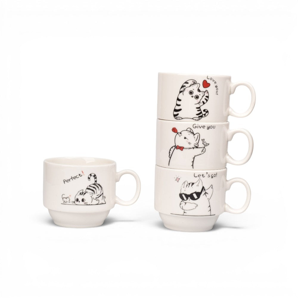 pocillo set 4pcs ceramica con base dim:20x8cm