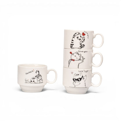 POCILLO SET 4PCS CERAMICA CON BASE DIM:20X8CM