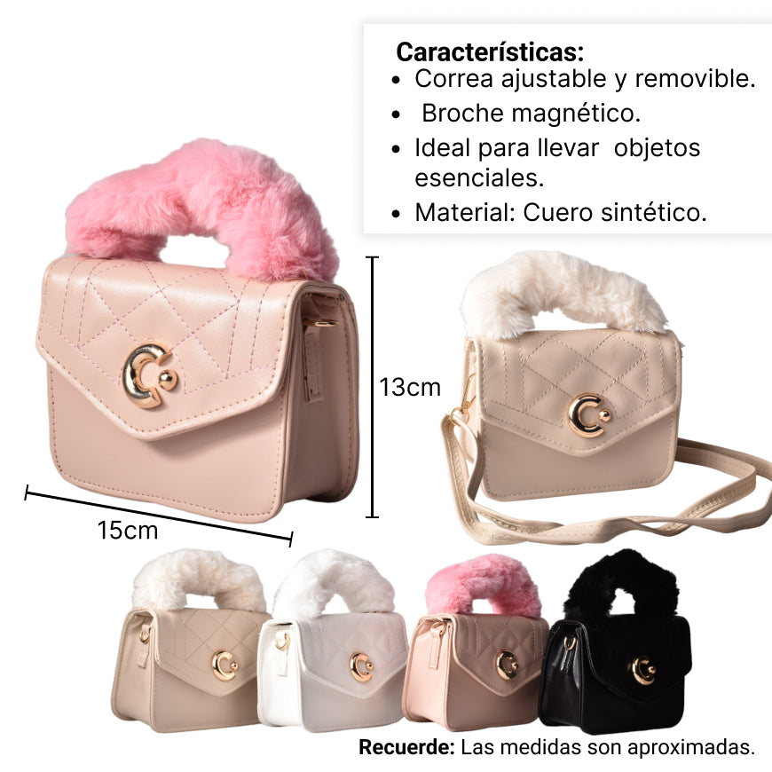 bolso cartera manos libres 15*12 con correa dama sintetico