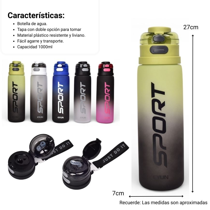 botella de agua 1000ml plastico
