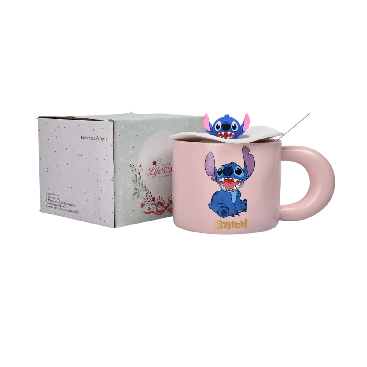 mug pocillo ceramica con tapa personaje 420ml dim:9x9x7