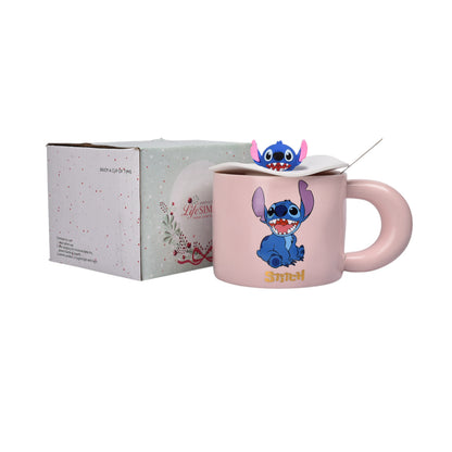 MUG POCILLO CERAMICA CON TAPA PERSONAJE 420ML DIM:9X9X7