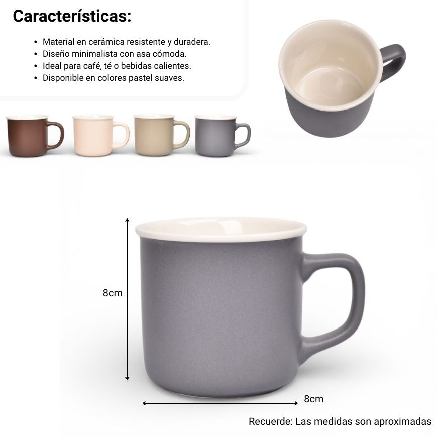 mug pocillo ceramica 160ml dim: 8x8x7