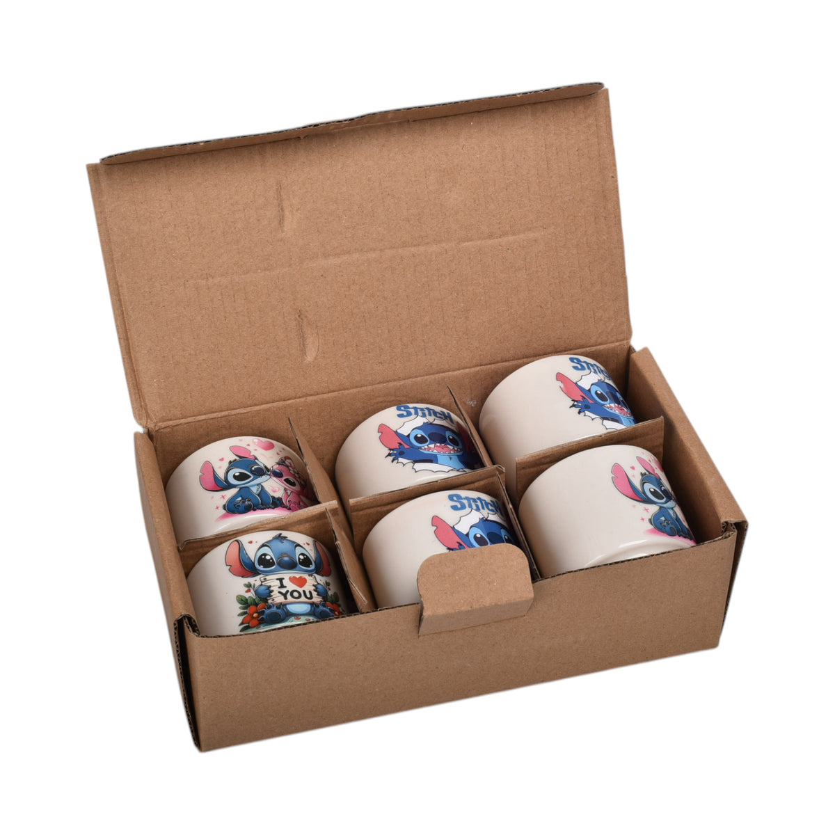pocillo set x 6pzas personaje 100ml dim:5x5