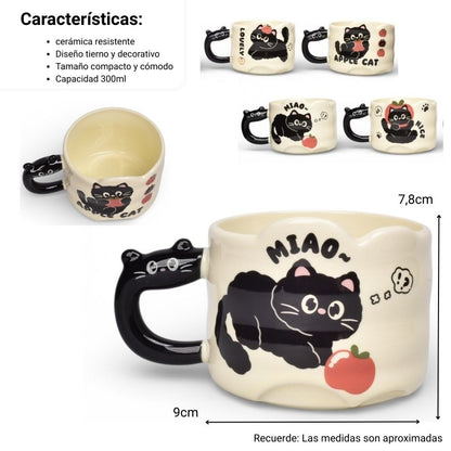 MUG POCILLO CERAMICA DISEÑOS GATOS 300ML DIM:9X9X7