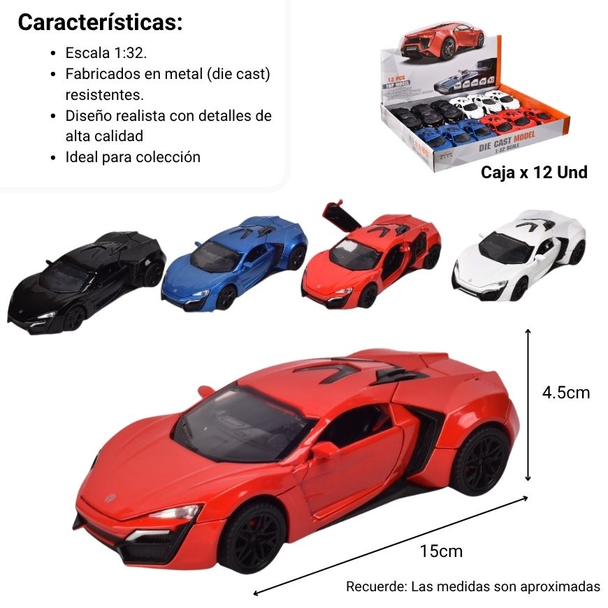 carro coleccion deportivo metalico escala 1/32