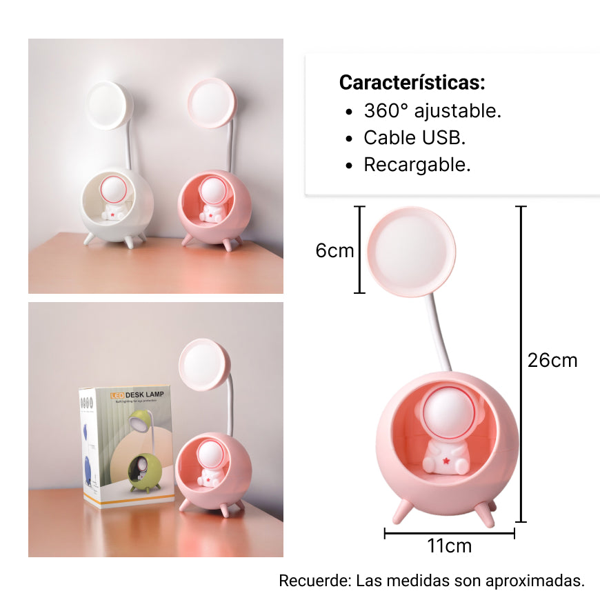 lampara con cable usb recargable forma de astronauta plastic