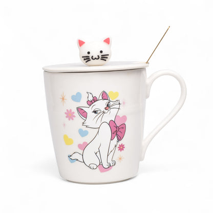 MUG POCILLO CERAMICA PERSONAJE CON TAPA Y CUCHARA 370ML DIM:9X8