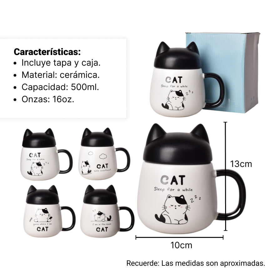 mug pocillo ceramica forma de gato 500ml dim:10*10*13
