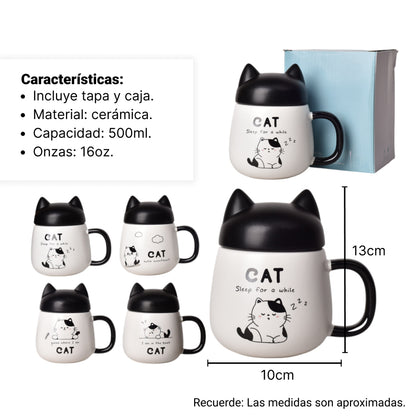 MUG POCILLO CERAMICA FORMA DE GATO 500ML DIM:10*10*13