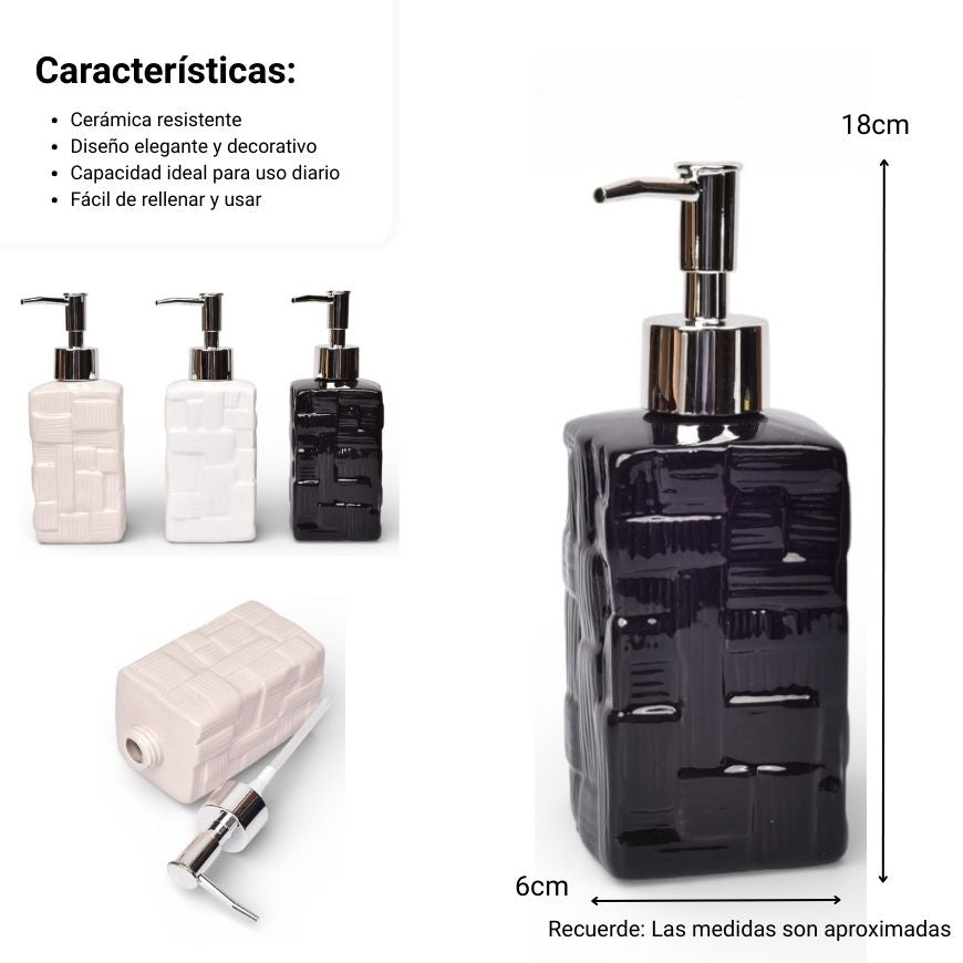 dispensador de jabon liquido ceramica dim:18x6x6