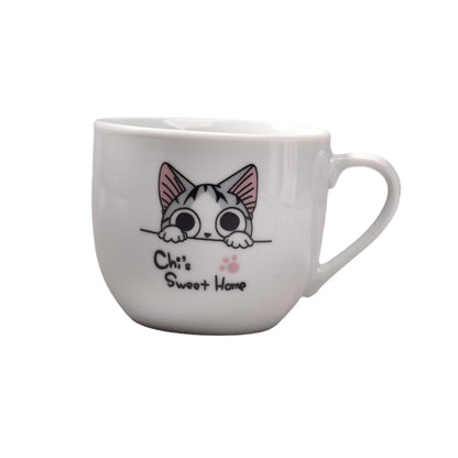 POCILLO GATO CERAMICA CON CUCHARA DIM: 7x7x6