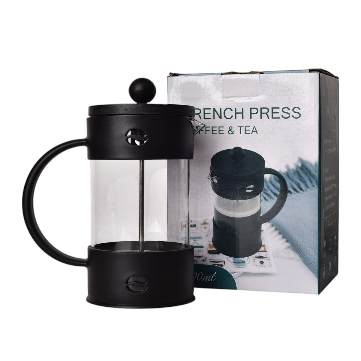 cafetera prensa francesa plastico y vidrio 360mldim:7*7*16