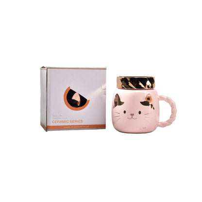 MUG POCILLO DE GATO CON TAPA CERAMICA