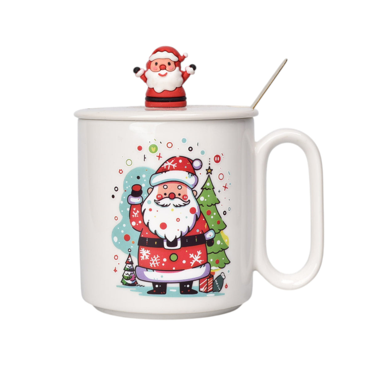 mug pocillo ceramica diseños navidad con cuchara 420ml dim:9x8