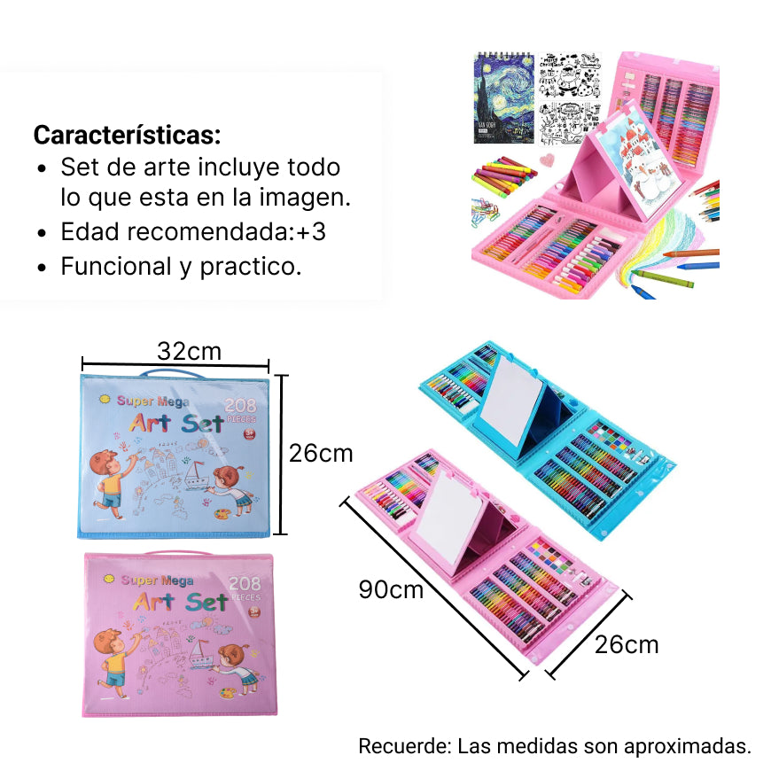set kit de 208 pcs herramientas de pinturas dim:32x27x5