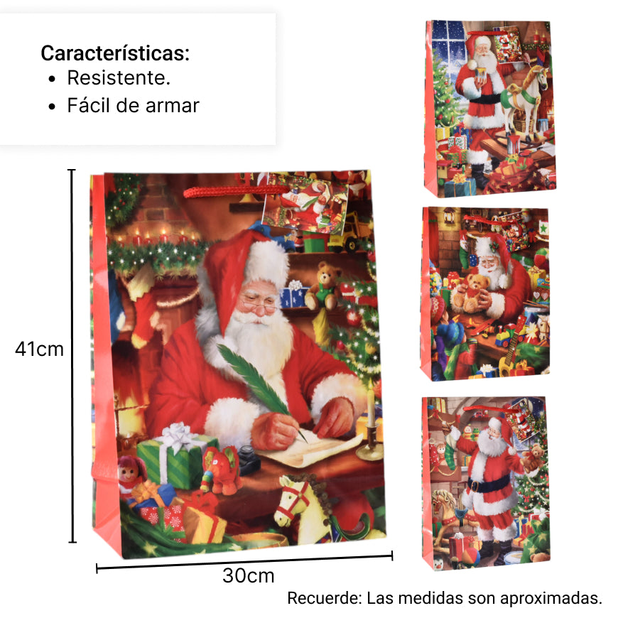 bolsa regalo en papel navidad grande 41x30cm