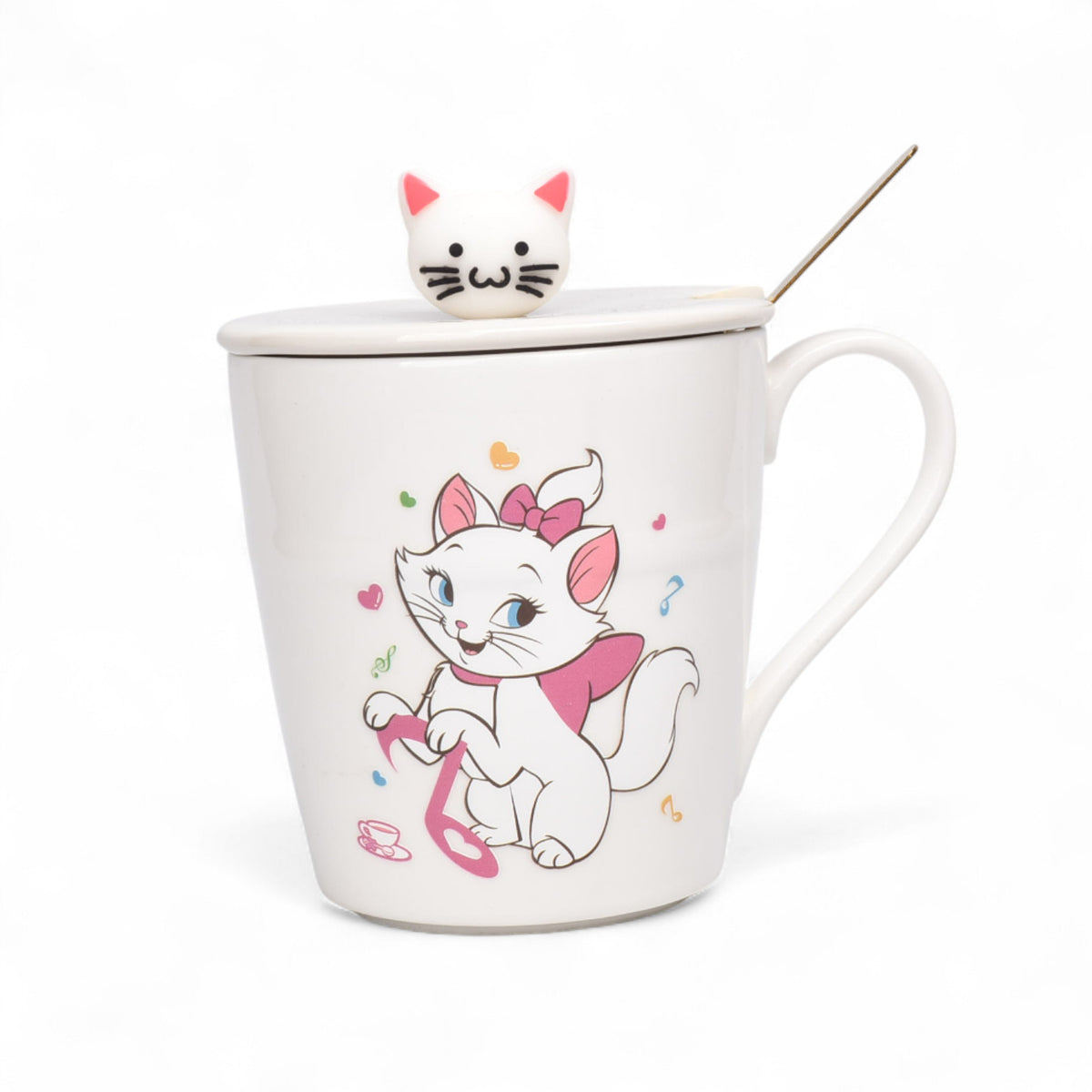mug pocillo ceramica personaje con tapa y cuchara 370ml dim:9x8