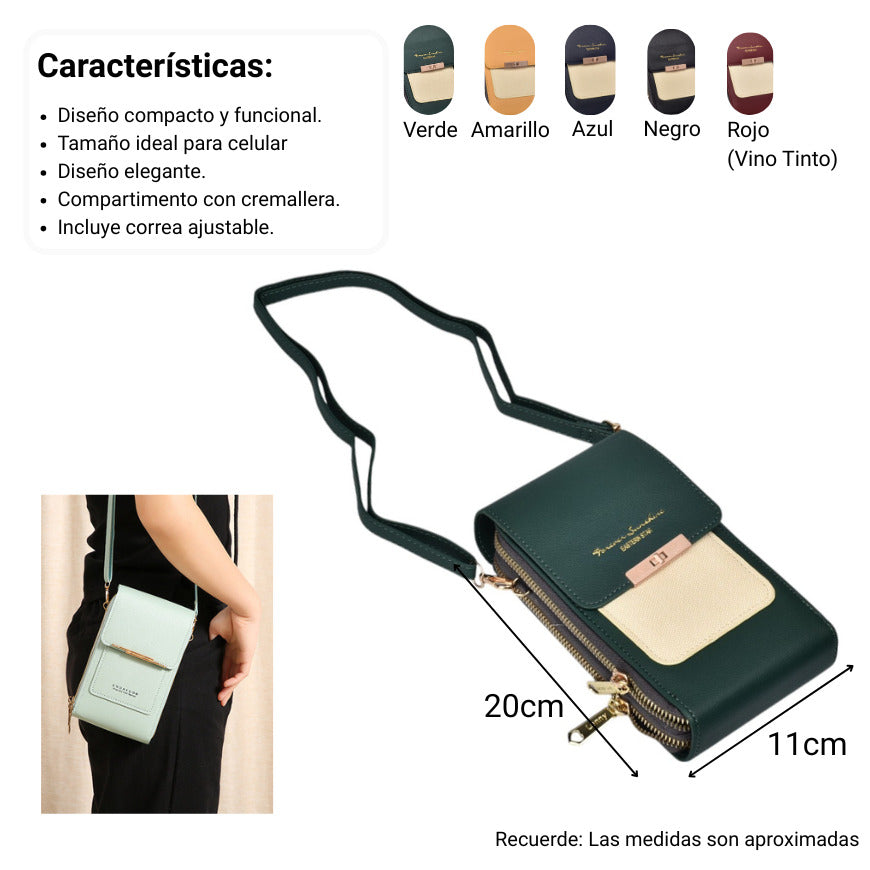 bolso billetera dama sintetico dim:20x11x5