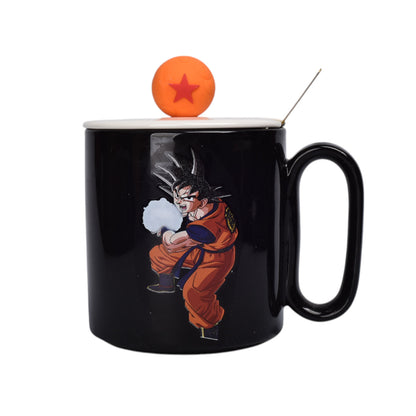 MUG POCILLO CERAMICA PERSONAJE CON TAPA DE 420ML