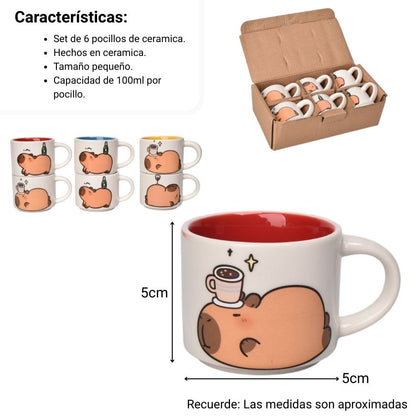 CAJA DE POCILLO POR 6UND CERAMICA CAPYBARA 100ML DIM:5X4X4