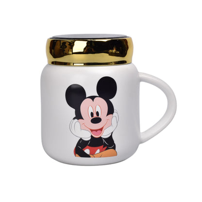 MUG POCILLO CERAMICA PERSONAJE CON TAPA DE 420ML
