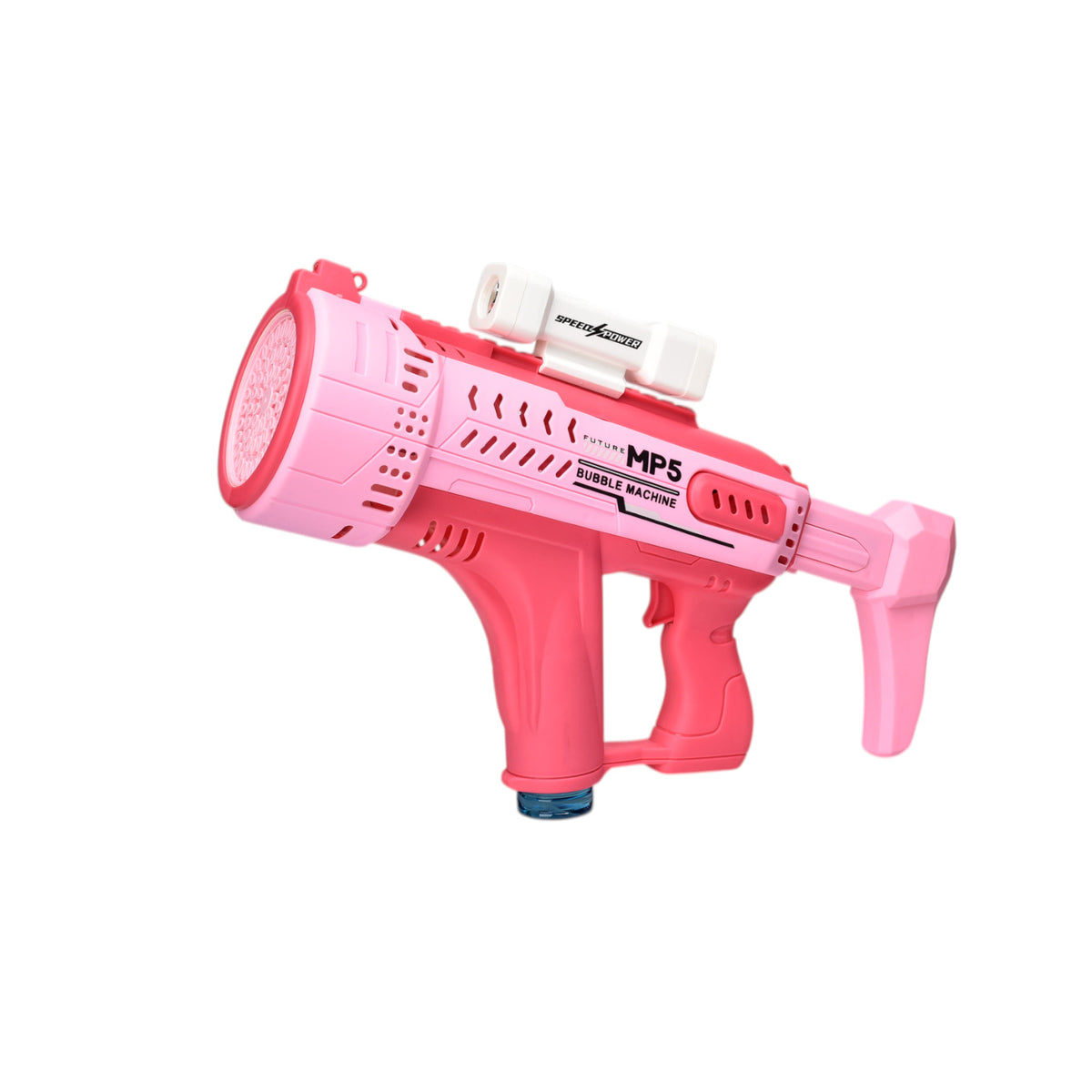 juguete pistola de burbujas rosada dim:33x24x13