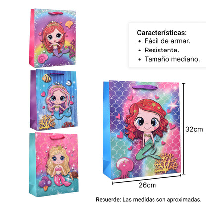 BOLSA REGALO EN PAPEL SIRENA TAMAÑO MEDIANO