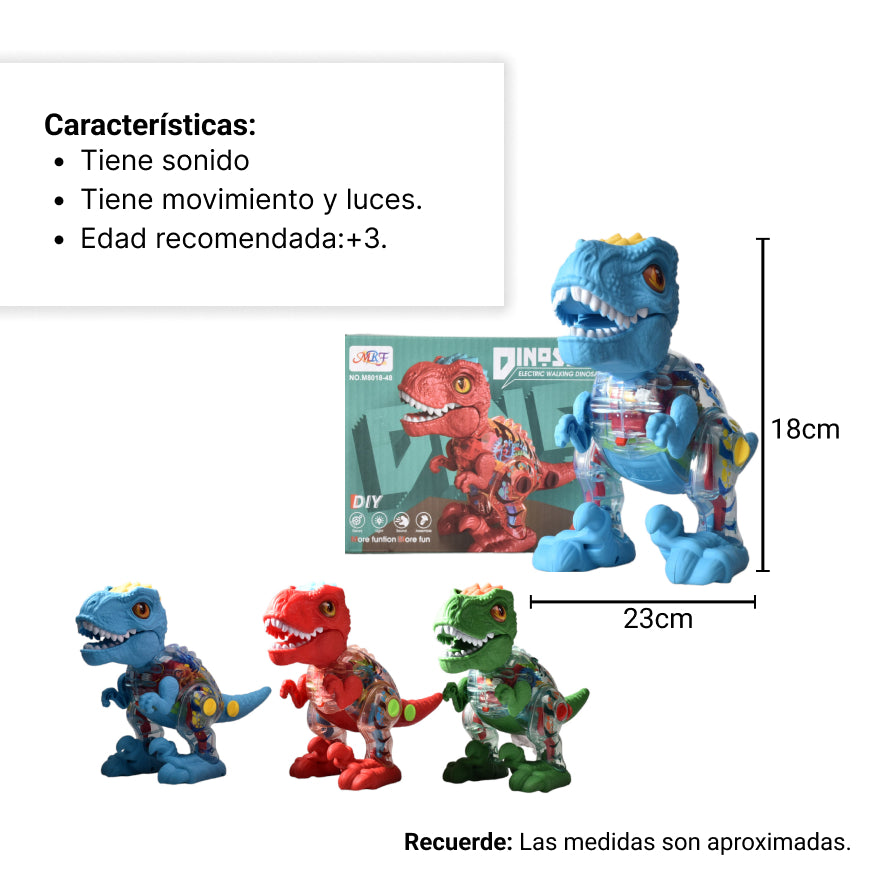 juguete dinosaurio con luz sonido y movimiento