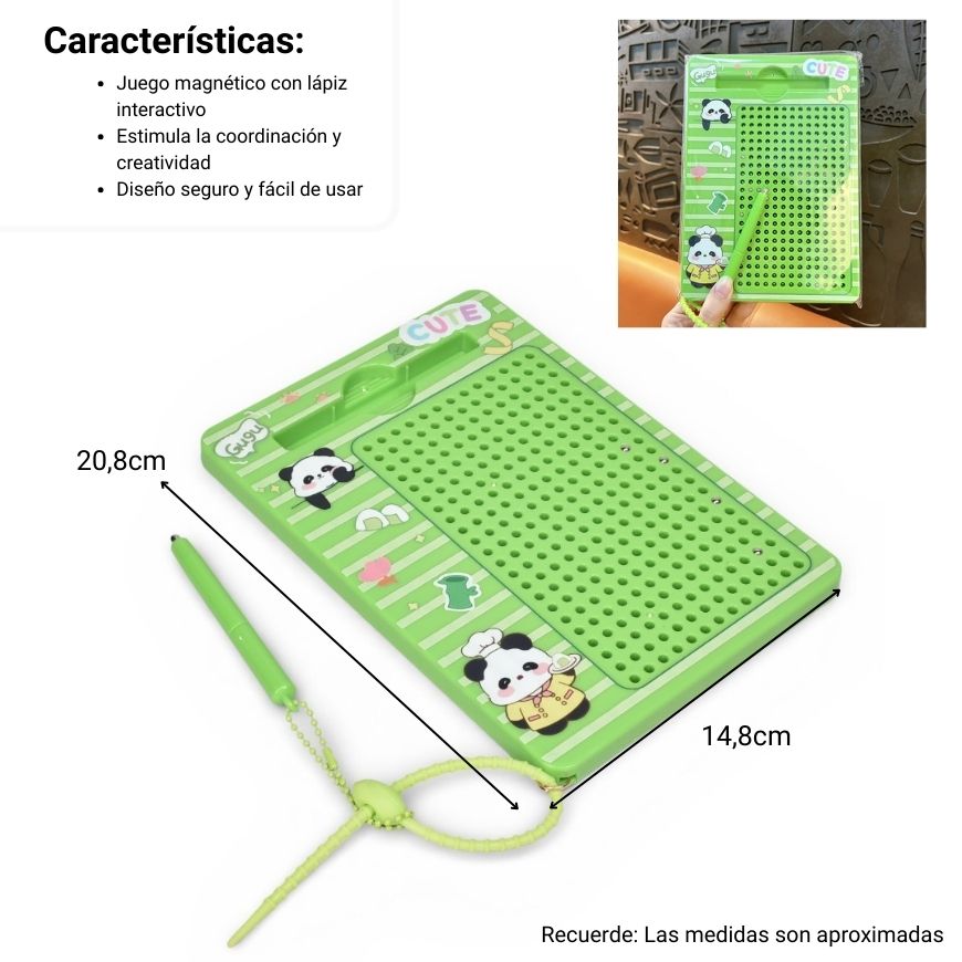 tablero magnetico verde con lapiz plastico y metal dim:14x20
