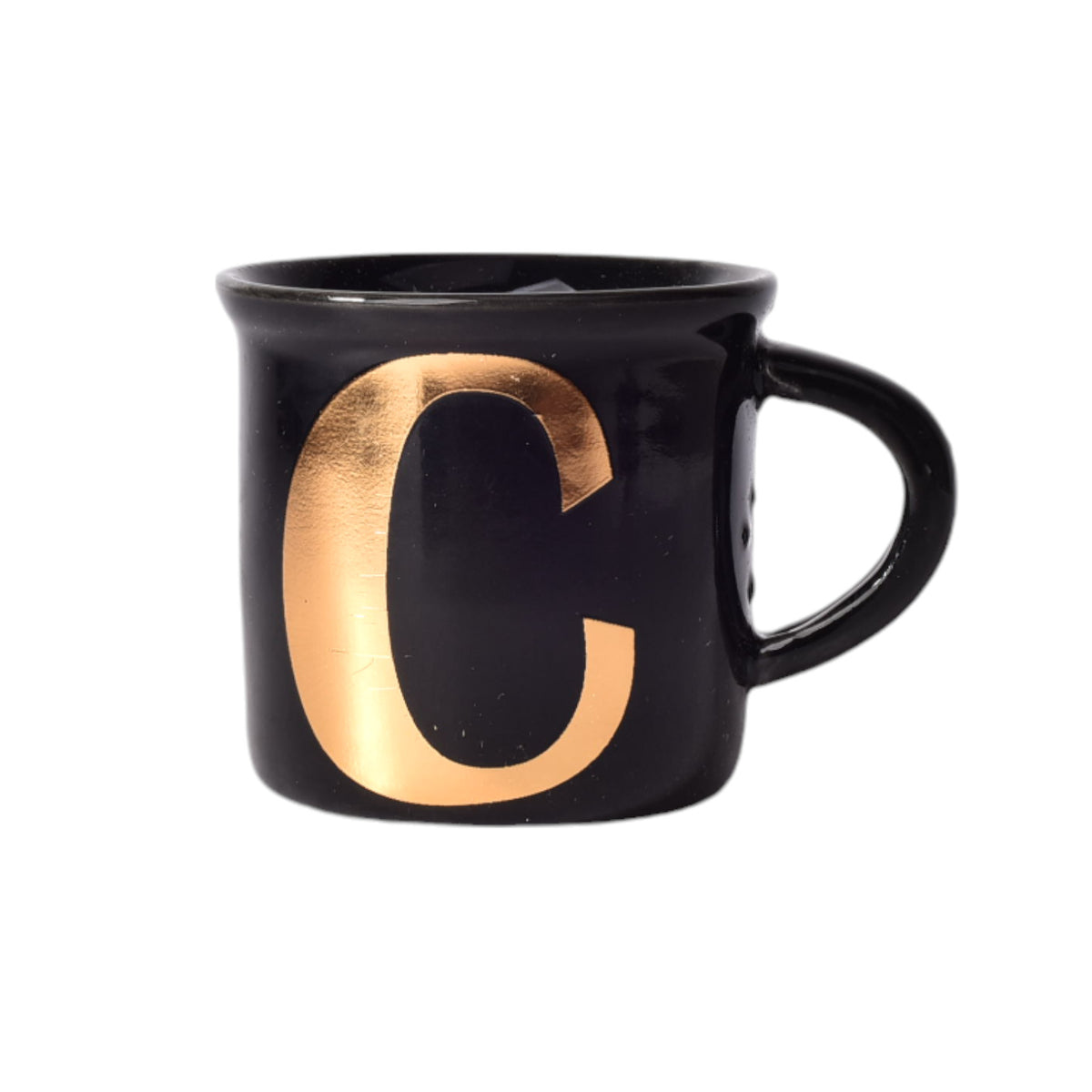 mug pocillo ceramica negro con letra dorada