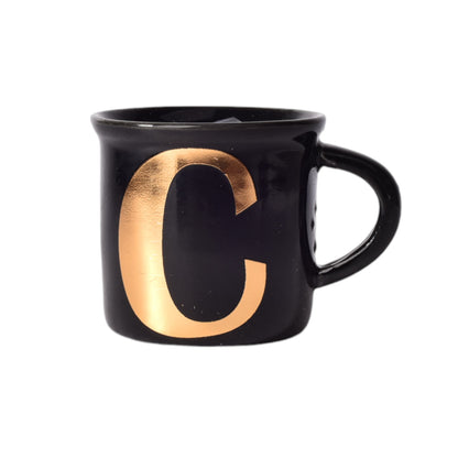 MUG POCILLO CERAMICA NEGRO CON LETRA DORADA