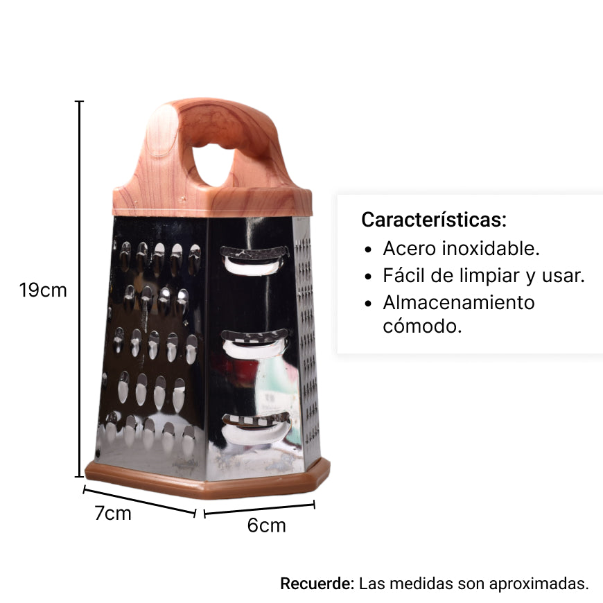 rallador en acero inoxidable con base dim:13x11