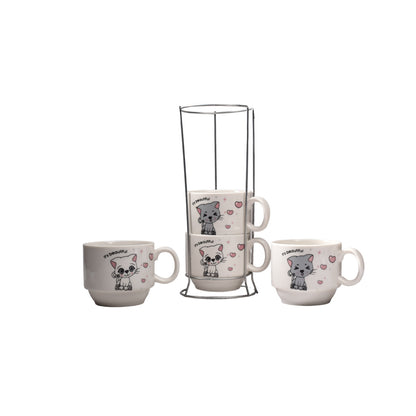 SET 4PCS POCILLOS CON BASE CERAMICA PEQUEÑO