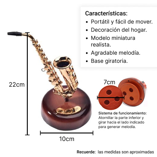 caja musical saxofon en plastico dim:9.2*13*20cm