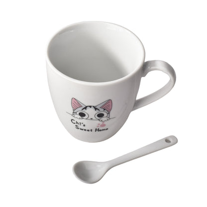 POCILLO MUG CON CUCHARA EN CERAMICA DISEÑO DE GATOS