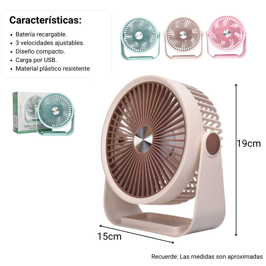 ventilador grande recargable dim:16x8x7