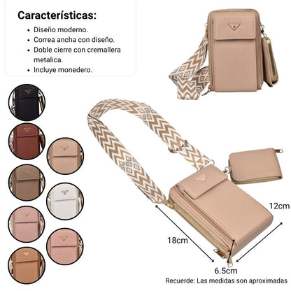 BOLSO PARA DAMA SINTETICO CON MONEDERO DIM: 11X18X7