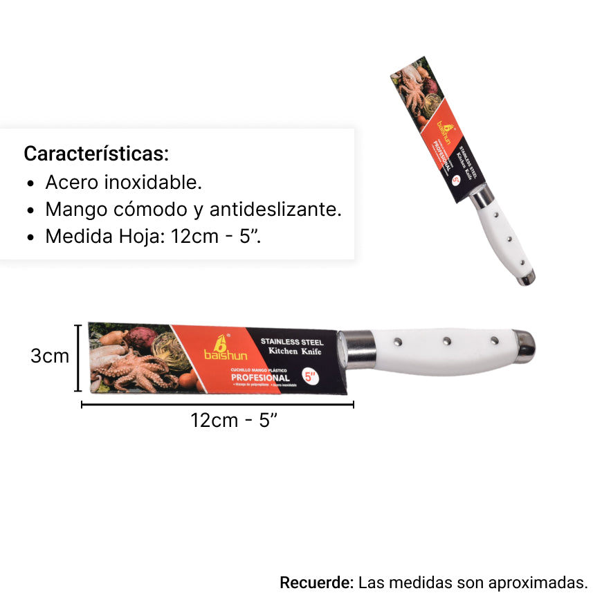 cuchillo de cocina 5mm por und acero inoxidable dim:26cm