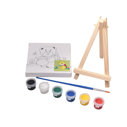 SET LIENZO CUADRADO CON SOPORTE MADERA+FIBRA CON TEMPERAS