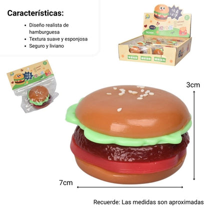 JUGUETE ANTI ESTRES PLASTICO FORMA HAMBURGUESA DIM:13X15X3CM