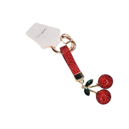 LLAVERO RESINA PLASTICO Y METAL FRUTA CEREZA