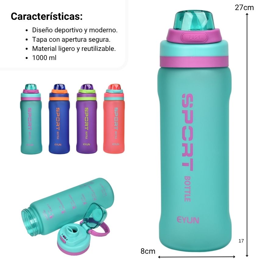 botella de agua plastico 1000ml