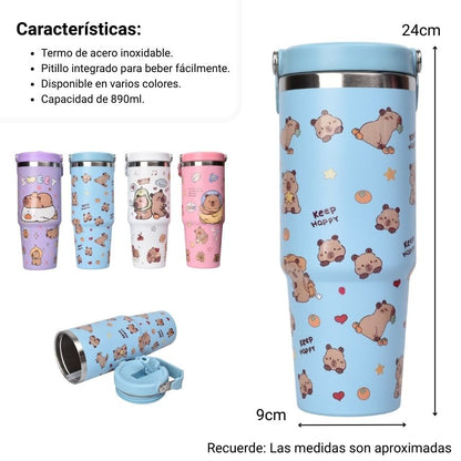 TERMO METALICO 890ML CAPYBARA DIM:9X24