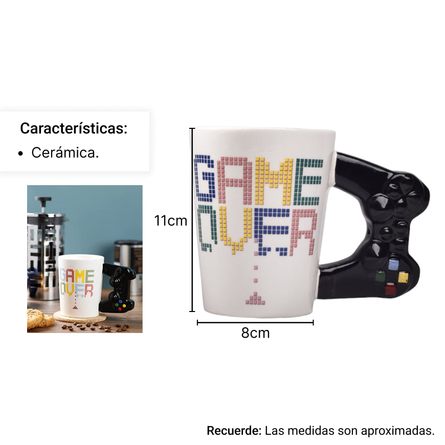 mug pocillo game over control ceramica