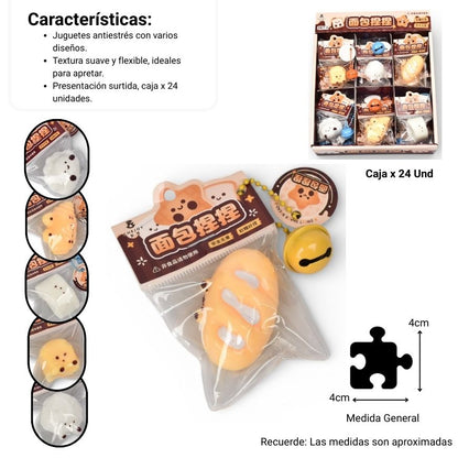 SQUISHY ANTI ESTRÉS FORMA DE COMIDA ELASTICO CAUCHO  DIM:4X3X1